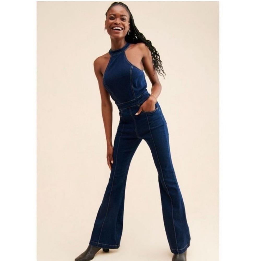 We The Free Blue Flare Wide Leg Pants